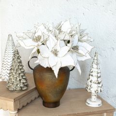 Glittered Faux Poinsettia Stem