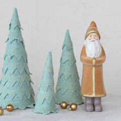 Glittered Flocked Santa Figure