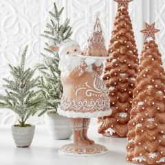 Glittered Gingerbread Santa Figurine