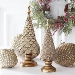 Glittered Layered Scallop Tree Set of 2