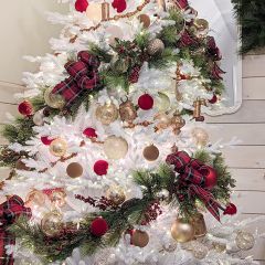 Glittered Mixed Pine And Holly Berries Garland