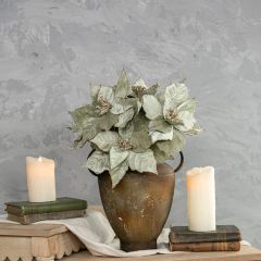 Glittered Sage Poinsettia Stem