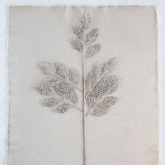 Glittered Silver Faux Leaf Stem