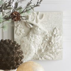 Glittered Snowy Deer Wall Plaque