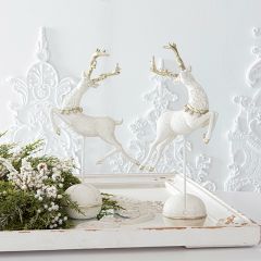 Glittered Tabletop Prancing Reindeer Set of 2