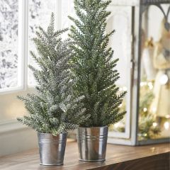 Glittered Tree in Bucket Set of 2
