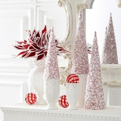 Glittered Twine Festive Cone Trees Set of 3