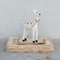 Glittered Wool Felt Deer Figurine Set of 2