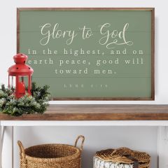 Glory To God Luke 2 14 Green Wall Art