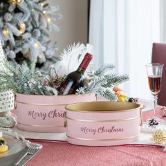 Gold Accent Merry Christmas Planter Set of 2