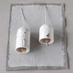 Gold Accent Porcelain Bell Ornament Set of 2