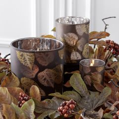Gold Birch Leaves Votive Holder Set of 3