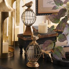Gold Birdcage Finial Set of 2