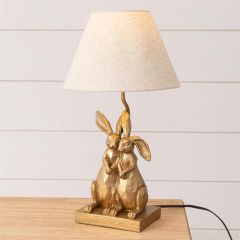 Gold Bunny Couple Table Lamp
