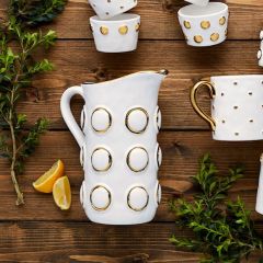 Gold Circle Bead Ceramic Pitcher