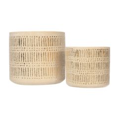 Gold Design Stoneware Planter Set of 2