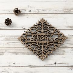 Gold Filigree Merry Christmas Trivet