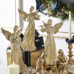 Gold Finish Angel with Instrument Set of 3