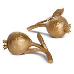 Gold Finish Decorative Pomegranate Set of 2