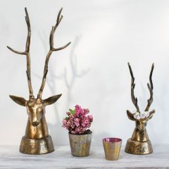 Gold Finish Deer Head Figure