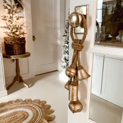 Gold Finish Metal Bells On Jute