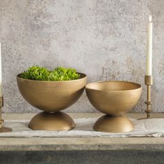 Gold Finish Metal Nobility Bowls Set of 2