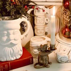 Gold Finish Mouse Taper Candle Holder