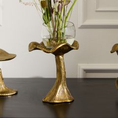 Gold Finish Mushroom Accent Decor Collection Planter