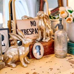 Gold Finish Rabbit Figurines Set of 2