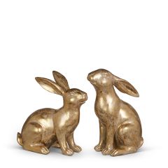 Gold Finish Rabbit Figurines Set of 2