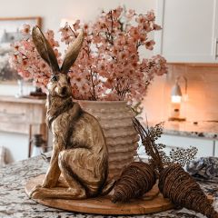 Gold Finish Standing Rabbit Figure