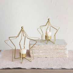 Gold Finish Star Shaped Tealight Holder One of Each