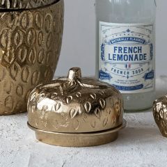 Gold Finish Strawberry Butter Dish