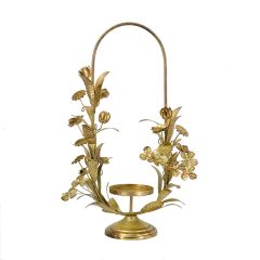 Gold Floral Arched Pillar Candle Holder