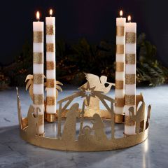 Gold Foil Nativity Scene Advent Wreath Taper Holder