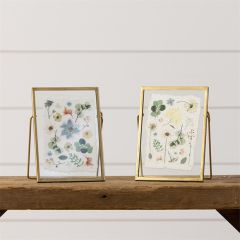 Gold Framed Pressed Flower Prints Set of 2