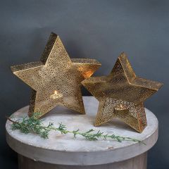 Gold Glimmer Star Tea Light Holder