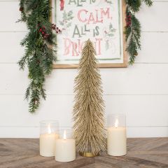 Gold Glittered Bottlebrush Tree 18 Inch