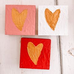 Gold Heart Wooden Block Set of 3