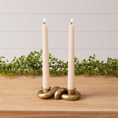 Gold Knot Double Taper Candle Holder