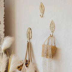 Gold Leaf Wall Hook Set of 3
