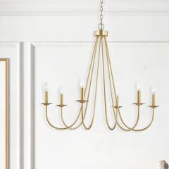 Gold Metal 6 Bulb Chandelier