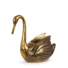 Gold Metal Swan Decorative Planter