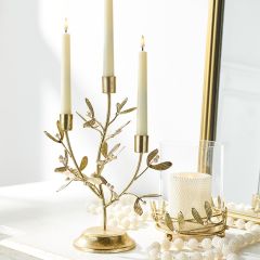 Gold Mistletoe Candelabra