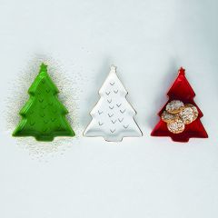 Gold Rim Christmas Tree Dish Set of 3