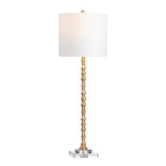 Gold Spindle Buffet Lamp with Linen Shade Set of 2