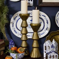 Gold Stacked Cones Pillar Candle Holder