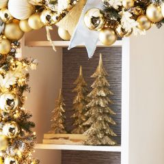 Gold Tabletop Glitter Trees Set of 3