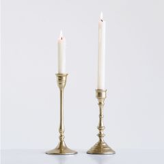 Gold Tone Aluminum Candle Holder Set of 2