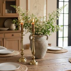 Gold Tone Cast Iron Taper Candle Holder Set of 2